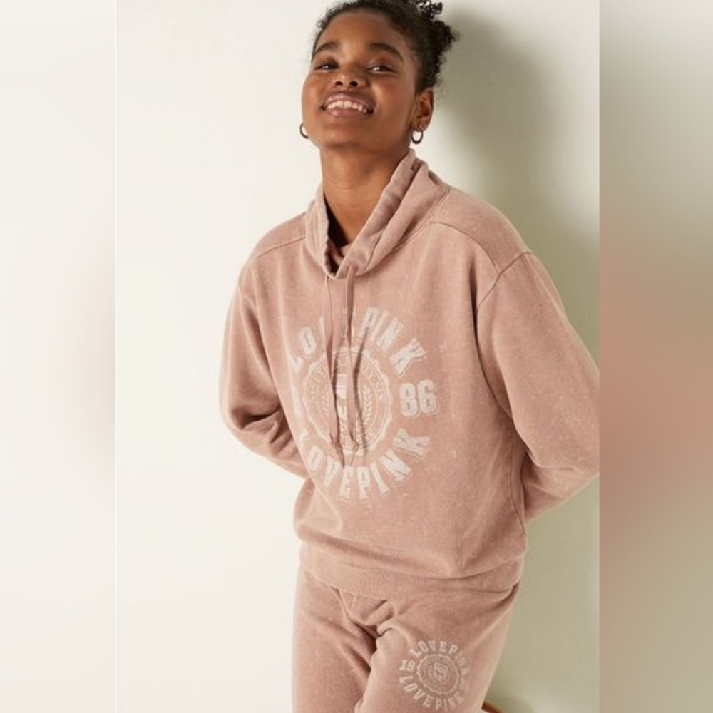 Vs pink large cowl neck hoodie